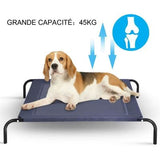 Lit Panier Surélevé et Aéré pour Animal Domestique Chiens, Tissu Confortable Etanche Résistant Nettoyage